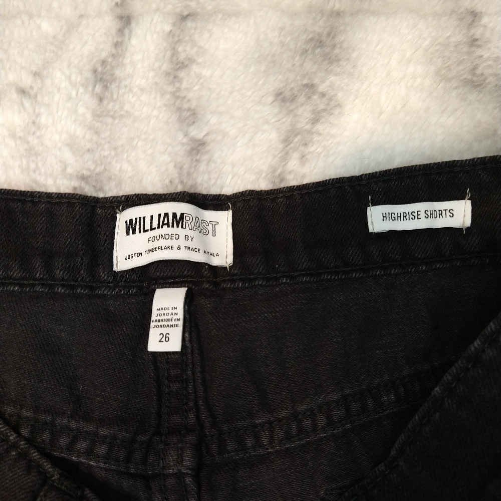 William Rast Black High Rise Distressed Button Fly Shorts - Picture 8 of 8